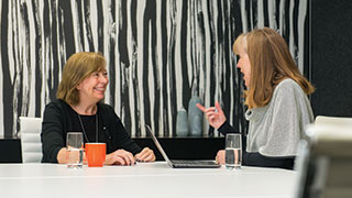 Professor Carol Kulik and Kathy Carruthers. Photo by Brenton Edwards.