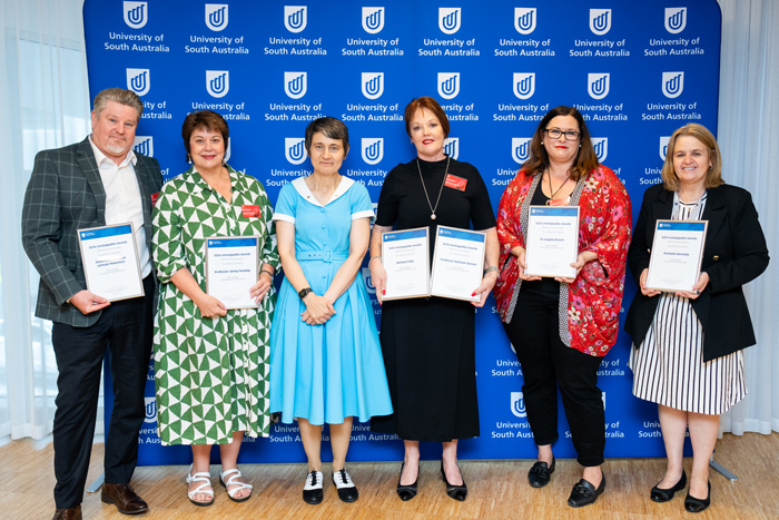 Team &ndash; Prof Rachael Vernon, Assoc. Prof Lemuel Pelentsov, Dr Angela Brown, Jenny Fereday, Michelle Kennedy, and Michael Folly ꓲ UniSA Clinical & Health Sciences