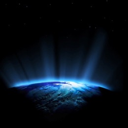 Blue earth on black background 