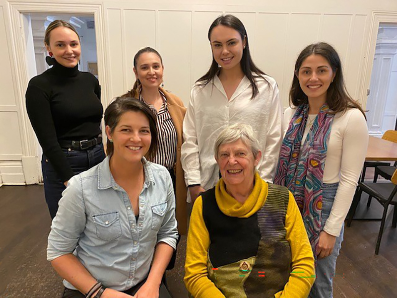 Scholarship recipients Treena Clark, Loyola Wills, Montanna Doudle, Kirra Dyer with trustees Shauna Henty and Margaret Davy AM.