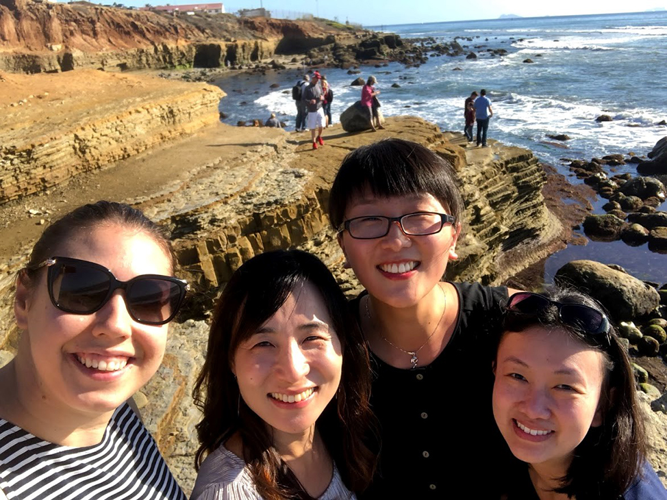 Jessica (left) in San Diego during some &lsquo;free&rsquo; time at the American Conference of Pharmacometrics in 2018 with some other Pfizer Clinical Pharmacology colleagues.