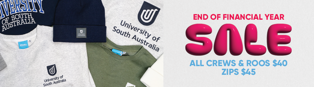 End of financial year sale. All crews & roos $40, zips $45