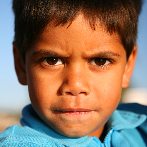 child looking at camera