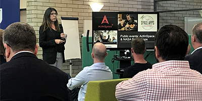 UniSA&rsquo;s ICC director in Adelaide, Jasmine Vreudgenburg, talks to entrepreneurs at the launch in Whyalla