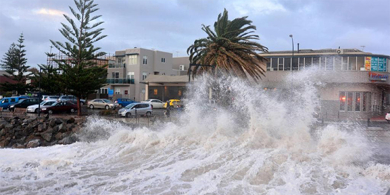Storm surges like this one on Adelaide&rsquo;s coastline are predicted to become more frequent, resulting in flash flooding. Photo by Jason Hywood, Chillography.