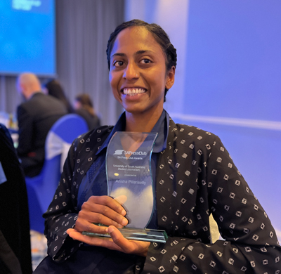 Anisha&nbsp;Pillarisetty, winner of the Student Journalism Award at the 2022 SA Press Club Awards. Photo credit: Viki Ntafillis
