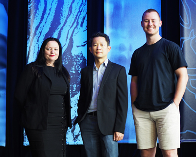 (L-R) Kelly Yeoh of Blue Dwarf Space, Yee Wei Law of Mesh in Space, Austin Lovell of Up&Up at the launch of this year&rsquo;s Venture Catalyst Space program.
