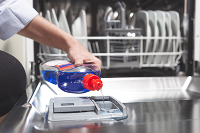 Rinse aids can help water run off the surfaces of dishes more quickly.