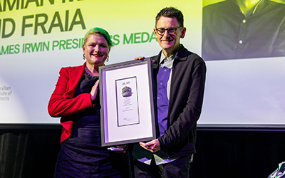 UniSA Associate Professor in Architecture Damian Madigan was awarded the President&rsquo;s Medal. Photo by Frankie the Creative.