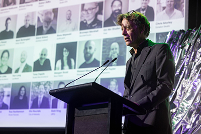 UniSA Creative&rsquo;s Dean of Programs Associate Professor Stephen Ward was the 2025 Awards Director. Photo by Frankie the Creative.