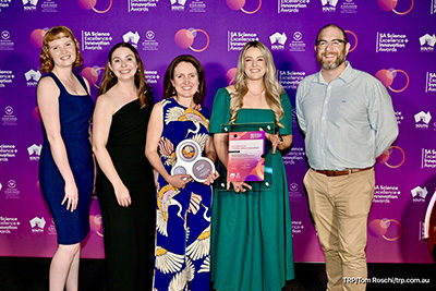 The Excellence in Collaborative Innovation Award was collected by Ms Bethany Newell, Ms Beth Robins, Professor Carol Maher, Dr Kylie Dankiw and Dr Ty Ferguson, on behalf of the wider Activated OSHC team